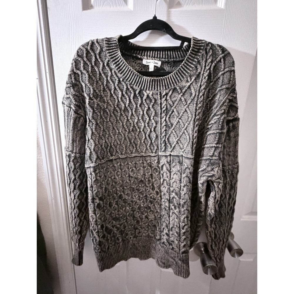 Sewn + Seen Black Acid Washed Sweater Size‎ Large Soft